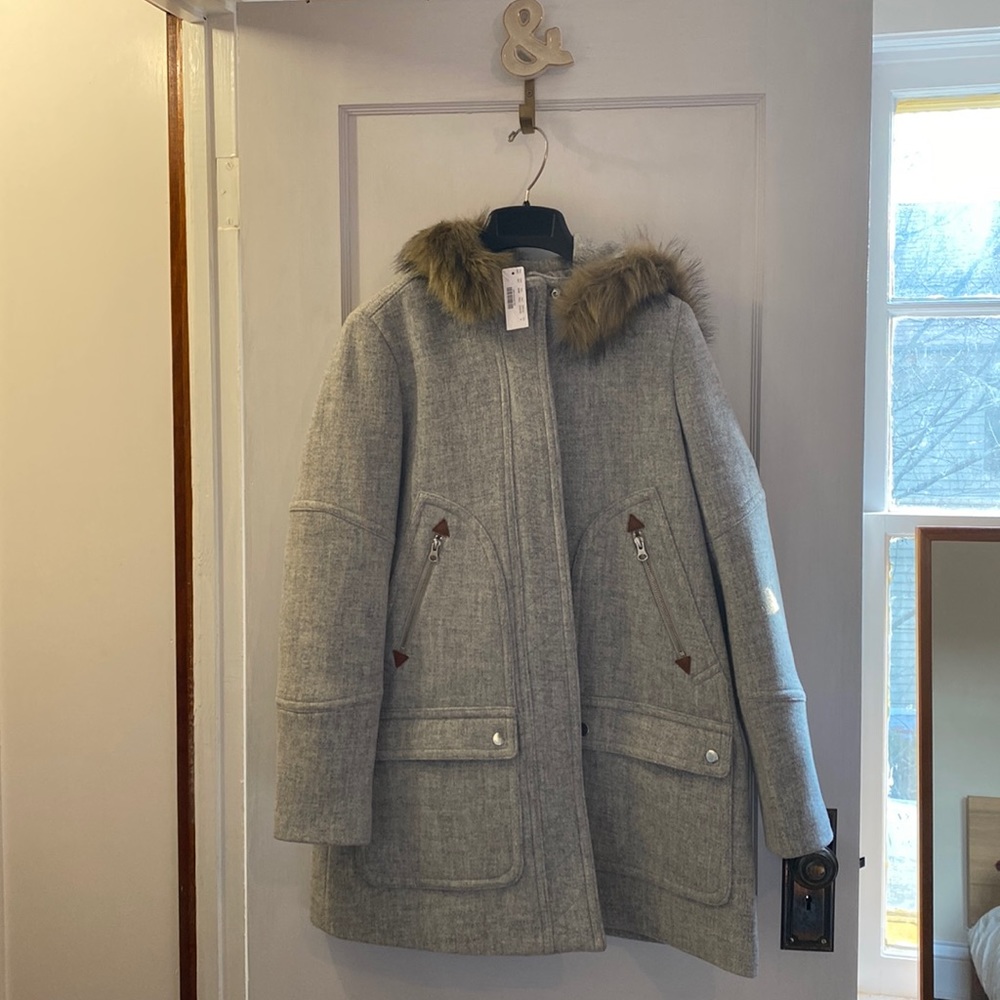 J. Crew Chateau Parka Stadium Cloth Gray Sz 6